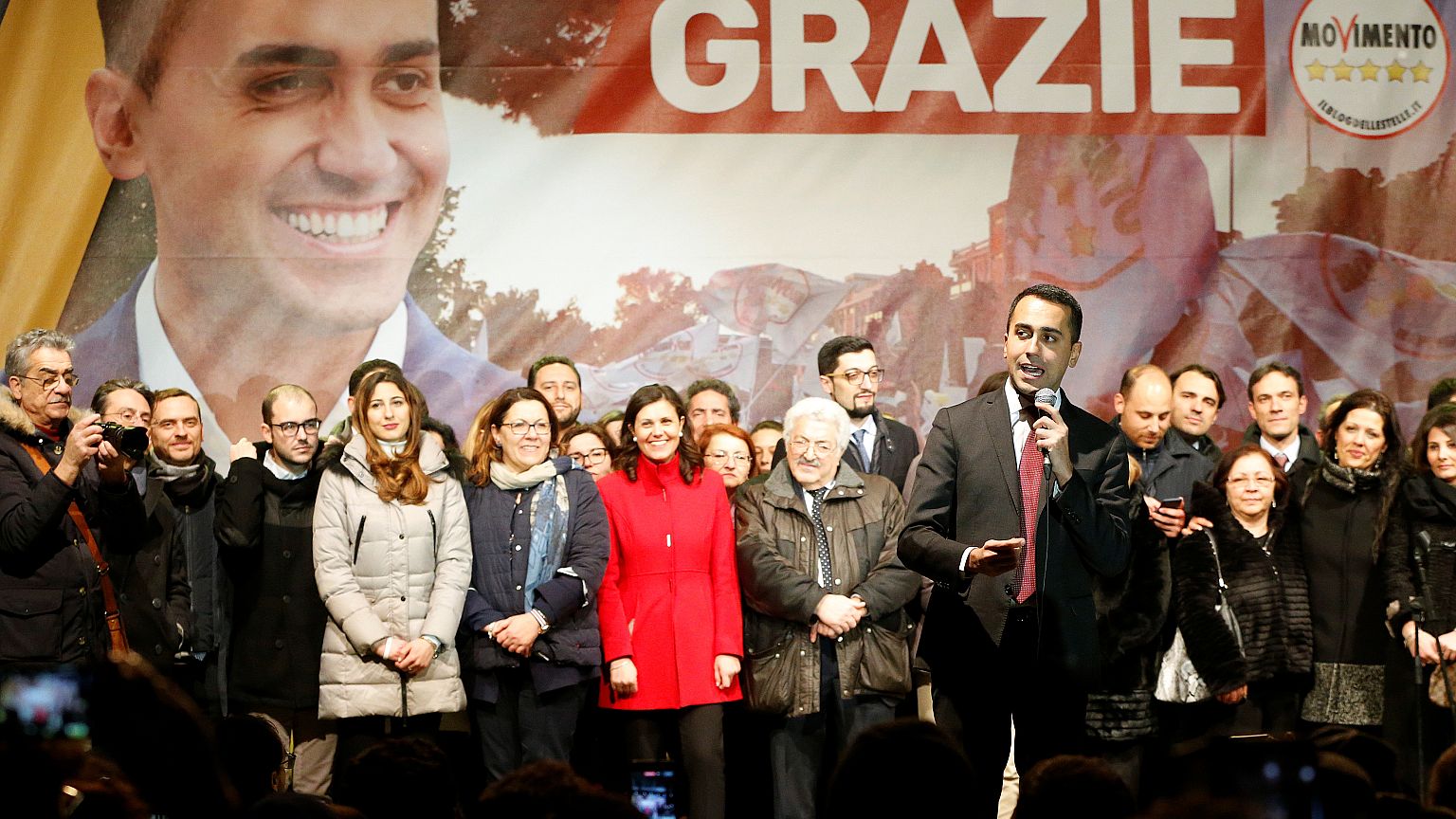 Five Star Movement leader Luigi Di Maio speaks to supporters 