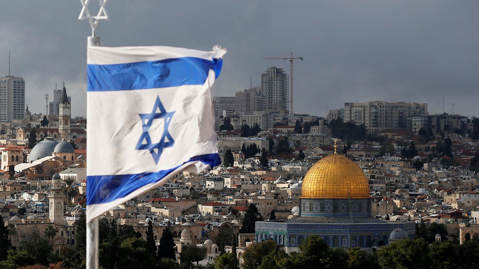 Israelische Flagge in Jerusalem.