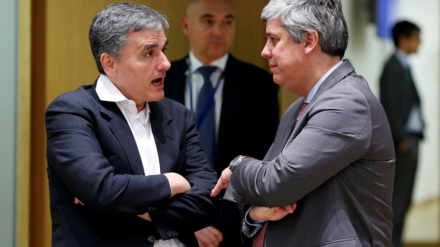 Cakalotosz görög pénzügyminiszter az Eurogroup elnökével, Mario Centenoval