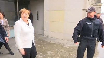 Protesto contra Angela Merkel