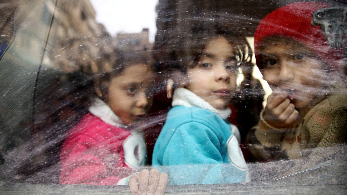 Crianças evacuadas de Ghouta Oriental (13 de março)