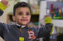 Seven year old Syrian refugee Mohammad attends school in Beirut