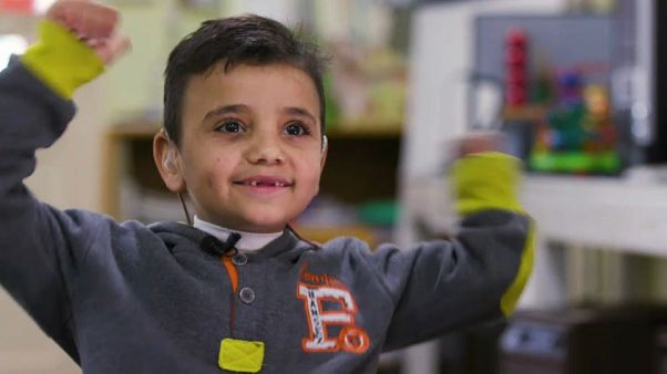 Seven year old Syrian refugee Mohammad attends school in Beirut Seven year old Syrian refugee Mohammad attends school in Beirut