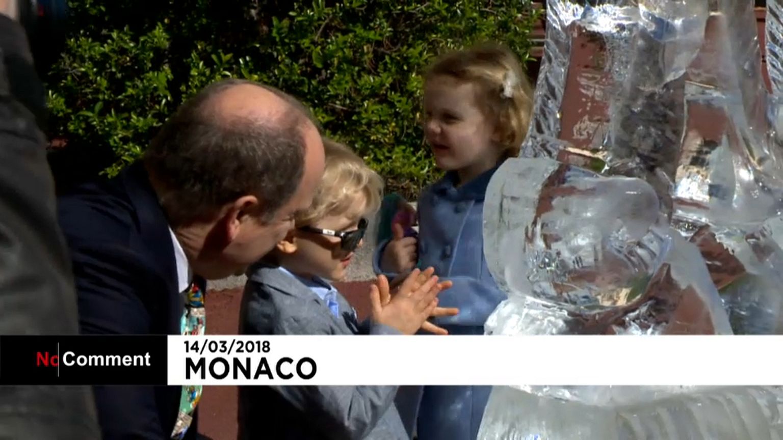 Escultura de gelo para o príncipe do Mónaco