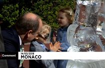 Escultura de gelo para o príncipe do Mónaco