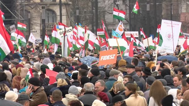 Pro-government election rally in Budapest Pro-government election rally in Budapest