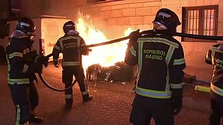 Clean-up following protests in Madrid 