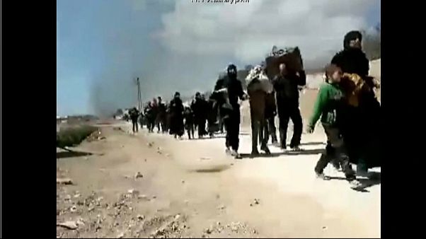 Refugees flee Eastern Ghouta Refugees flee Eastern Ghouta