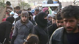 People fleeing eastern Ghouta, last rebel enclave near Damascus