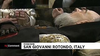 Pope Francis prayed before the body of Saint Pio at San Giovanni Rotondo