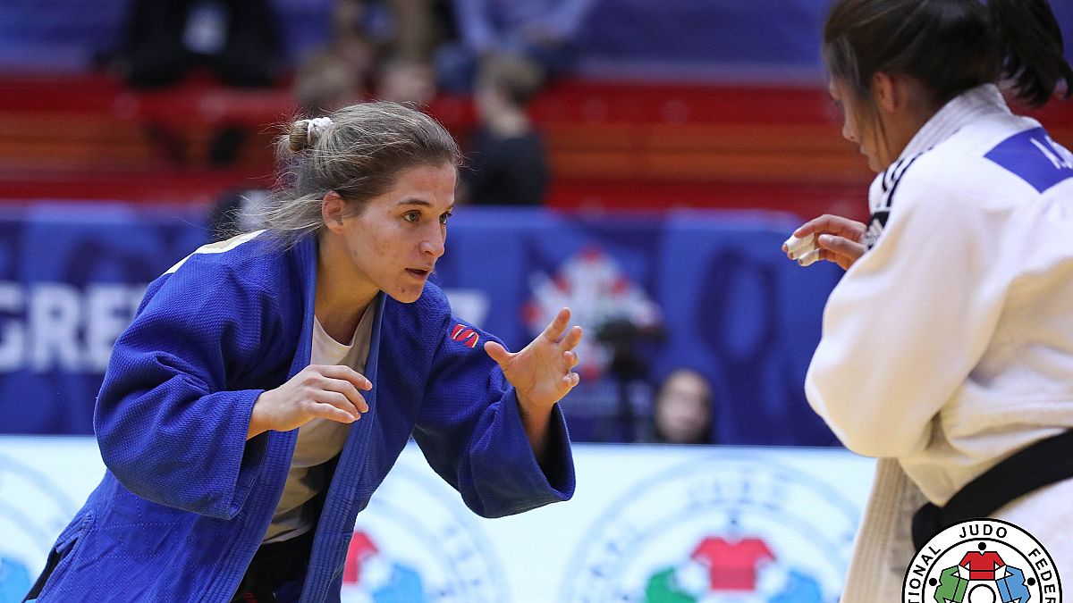 La judoka argentina Paula Pareto en un combate en el Gran Premio de Zagreb