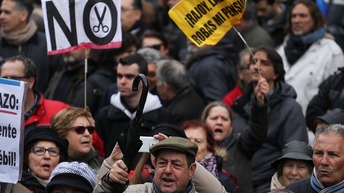 Rentner protestieren in Madrid