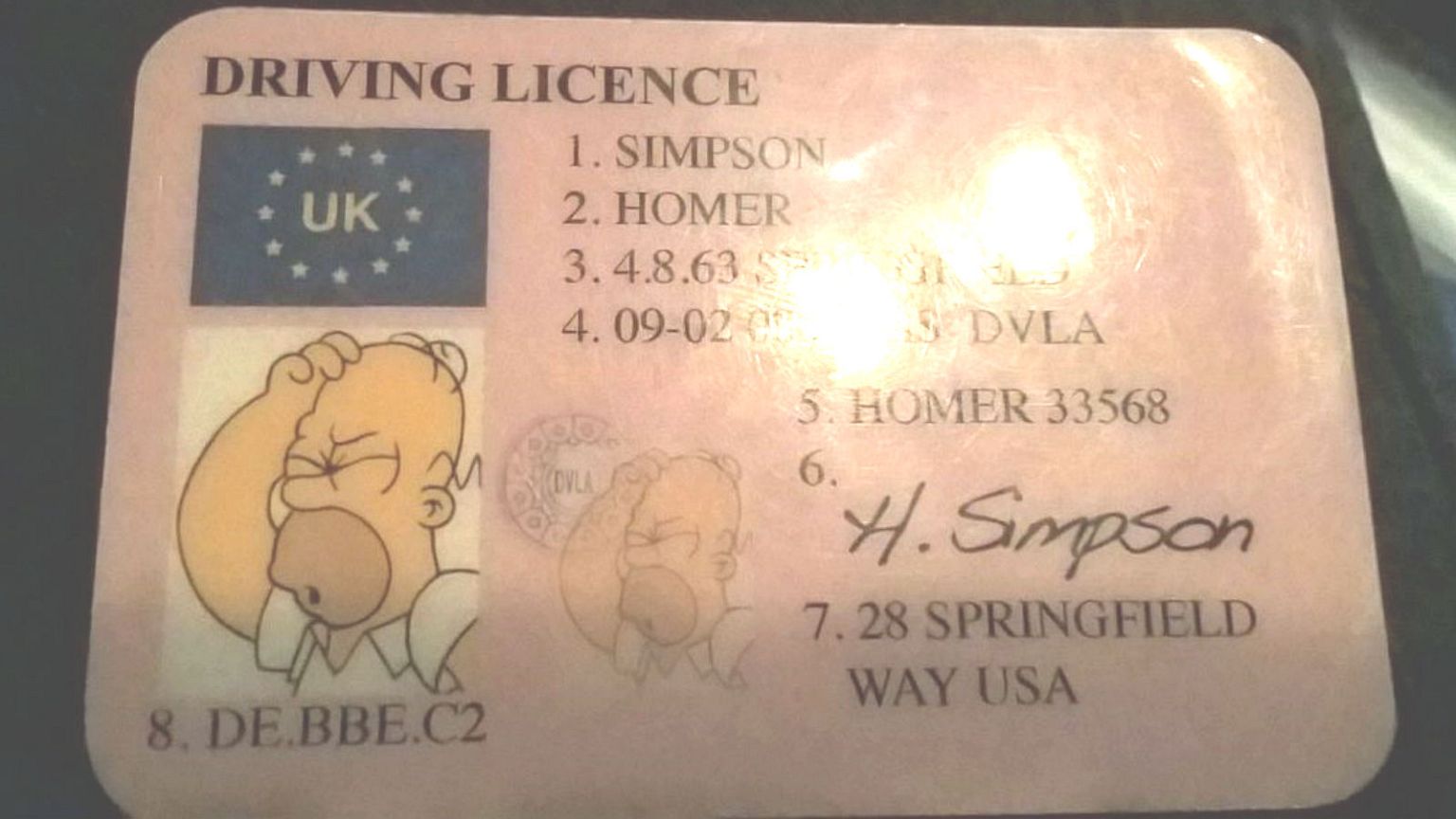 Police catch driver carrying fake Homer Simpson driving licence