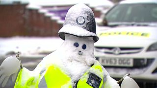 Officer snowman in Salisbury, England.