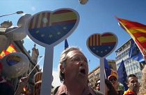 pro-unity supporters protest in Barcelona
