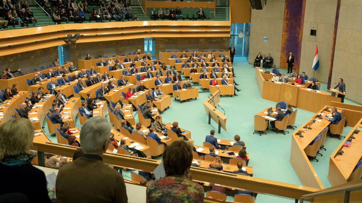 Man injured after jumping from public gallery of Dutch parliament
