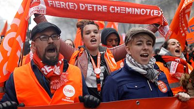 Mobilisation des cheminots et des fonctionnaires en France