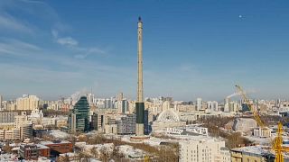 A Never completed TV tower demolished in Yekaterinburg