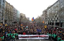 Манифестация в поддержку Пучдемона в Барселоне