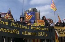 Pro-Catalan rally outside EU headquarters in Brussels