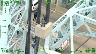 پلیس، فردی را که قصد خودکشی داشت از روی پلی در نیویورک نجات داد