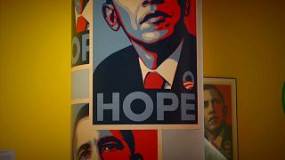 Ein "Hope"-Plakat zu Barack Obama