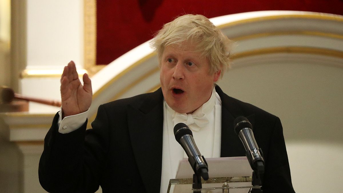 Boris Johnson speaks during a banquet at Mansion House, London