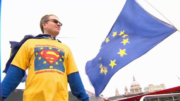 'Superheroes' call for second Brexit vote in London protest 'Superheroes' call for second Brexit vote in London protest
