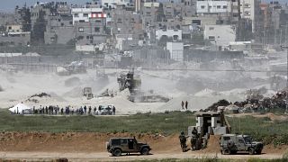 Israeli forces on their side of the northern Gaza border, March 29, 2018