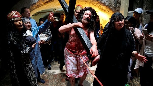 Reconstituição dos últimos passos de Cristo na Cidade Velha de Jerusalém Reconstituição dos últimos passos de Cristo na Cidade Velha de Jerusalém