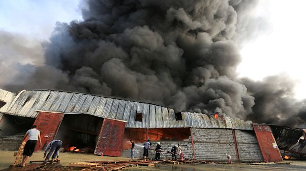 UN WFP warehouses in Yemen destroyed by fire. UN WFP warehouses in Yemen destroyed by fire.