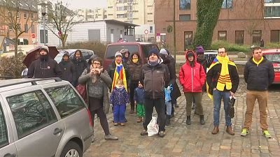 Puigdemont supporters demonstrate outside of Neumuenster prison