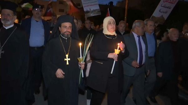 Katolik Kilisesi İsrail'in protesto edildiği eylemlerde ön safta Katolik Kilisesi İsrail'in protesto edildiği eylemlerde ön safta