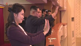 Kim Jong Un watching K-pop performance in Pyongyang