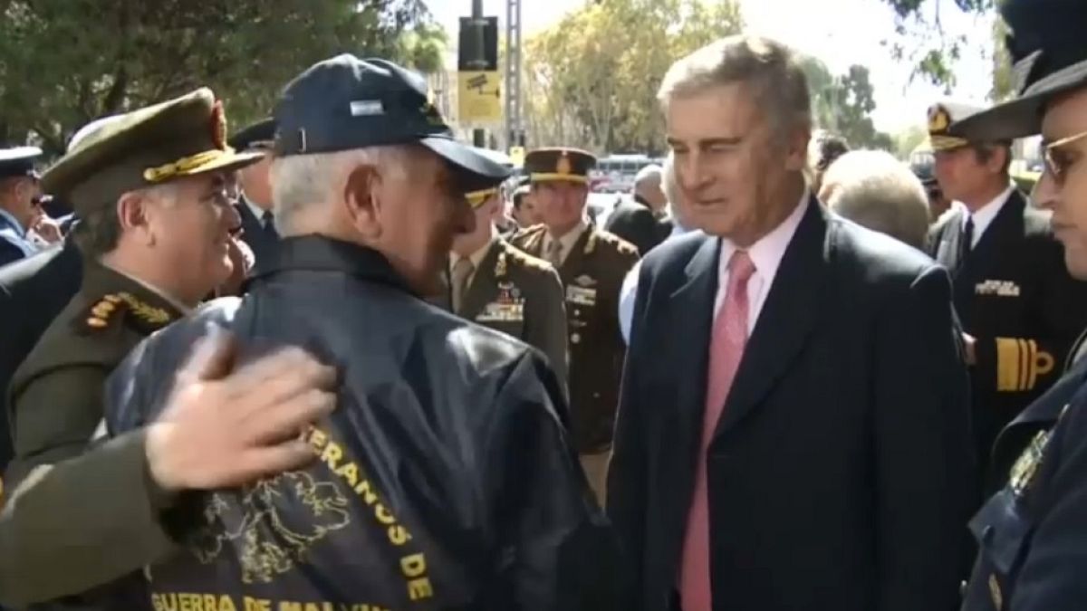 Argentine Defence Minister Oscar Aguad at commemoration ceremony