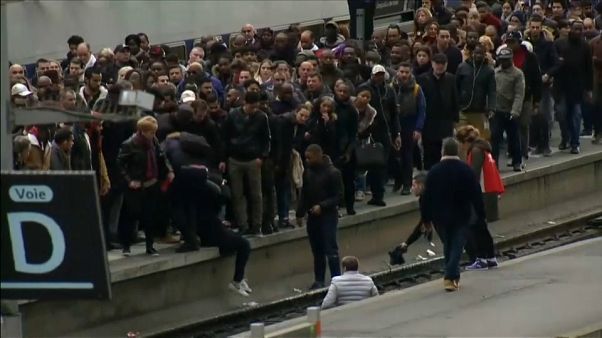 Commuter crush spills onto tracks at Paris's busiest station Gare du Nord Commuter crush spills onto tracks at Paris's busiest station Gare du Nord
