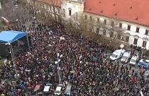 A protest after the murder of reporter Jan Kuciak and his fiancee, 16/03/18