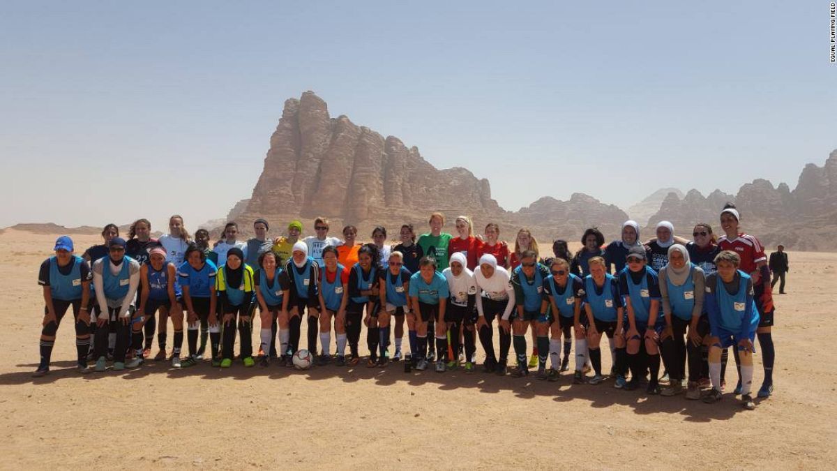 Footballers go low to set world record match at Dead Sea