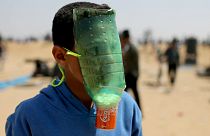  ماسک دست‌ساز یک کودک فلسطینی در راهپیمایی بازگشت
