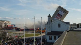 Watch: Denmark silo demolition goes badly wrong crushing nearby building