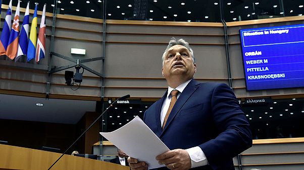Orbán Viktor az EP plenáris ülésén tavaly áprilisban Orbán Viktor az EP plenáris ülésén tavaly áprilisban