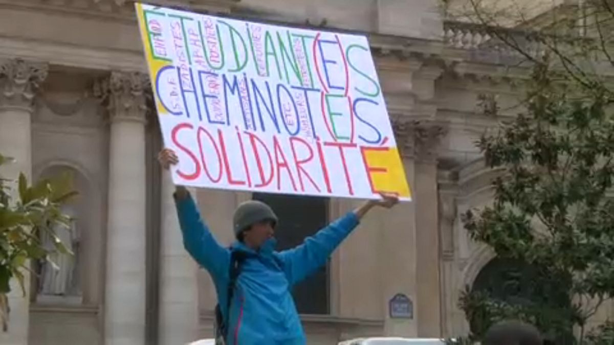 Students protested in Paris against Macron's education reform on Tuesday