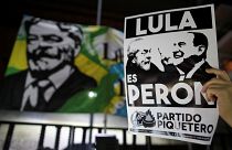 Manifestantes pró-lula em protesto na Argentina