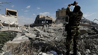مرکز مطالعات و تحقیقات سوریه SSRC وابسته به وزارت دفاع پس از اصابت موشک