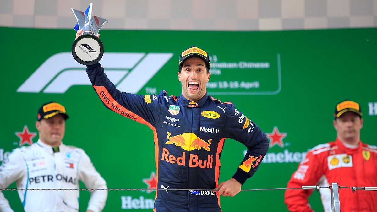 Daniel Ricciardo celebrates victory in Chinese Grand Prix