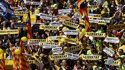  تظاهرات گسترده در باسلونا اسپانیا در اعتراض به زندانی کردن رهبران جدایی طلبان