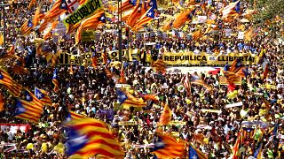 Manifestación en Cataluña por la libertad de los políticos encarcelados