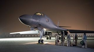 A U.S. B-1B Lancer being deployed to launch strike in Syria