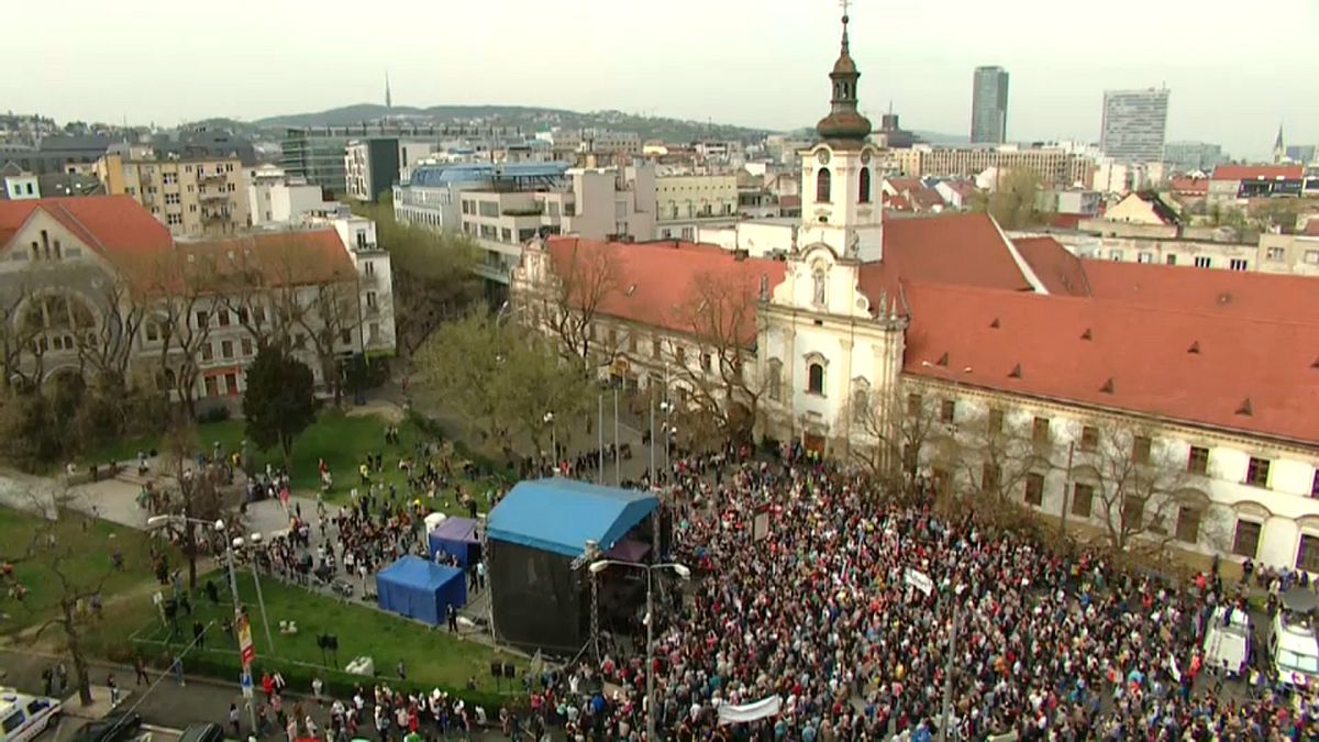 Around 30,000 people attended Sunday's protest rally in Bratislava