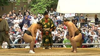 Весенний фестиваль сумо прошёл в Токио